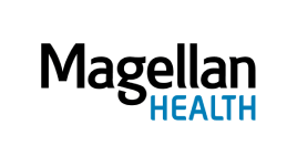 Magellan Health logo with "Magellan" in black bold letters and "HEALTH" in blue capital letters underneath the last part of "Magellan.