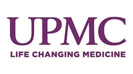 The image features the UPMC logo in purple text with the tagline "LIFE CHANGING MEDICINE" written below in capital letters.