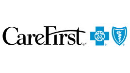 CareFirst logo with the word "CareFirst" in black text, followed by the Blue Cross and Blue Shield logos in blue.