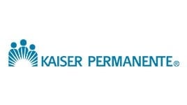 Kaiser Permanente logo featuring three stylized blue figures above sun rays, with the words "Kaiser Permanente" in blue text to the right.